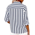 thumbnail image 6 of hotojiny Long Sleeve Shirts for Women Lightweight Collared Striped Spring Top Button down Shirts Casual Loose Blouses, 6 of 7