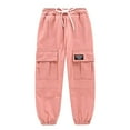thumbnail image 3 of LYHaoo Boy And Girls' Pants Knitted Leggings Joggers Infant Harem Pants For Toddler Drawstring Pants Girls Cargo Pants Sizes 9-10 Years Pink, 3 of 6
