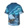 thumbnail image 2 of Gaeub Mountain Cottage In Snow Men's Lapel Short Sleeve Shirt, Relaxed Fit Shirt, Soft and Breathable for Outdoors Party Travel - Medium, 2 of 7