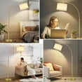 thumbnail image 4 of NATYSWAN Gold Modern Arc Floor Lamp, Tall Pole Lamp with On/Off Foot Switch, Adjustable Hanging Drum Shade, over Couch Arched Reading Light for Bedroom, Office, 4 of 8