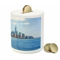 thumbnail image 3 of Sailboat Piggy Bank, Manhattan Skyline New York Sunshine USA Clear Sky Tower Skyscraper Photography, Ceramic Coin Bank Money Box for Cash Saving, 3.6" X 3.2", Blue Grey, by Ambesonne, 3 of 4