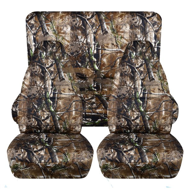 T439-Designcovers Compatible with 1997-2002 Jeep Wrangler TJ Camo Seat  Covers:Woods Camouflage - Full Set Front&Rear 