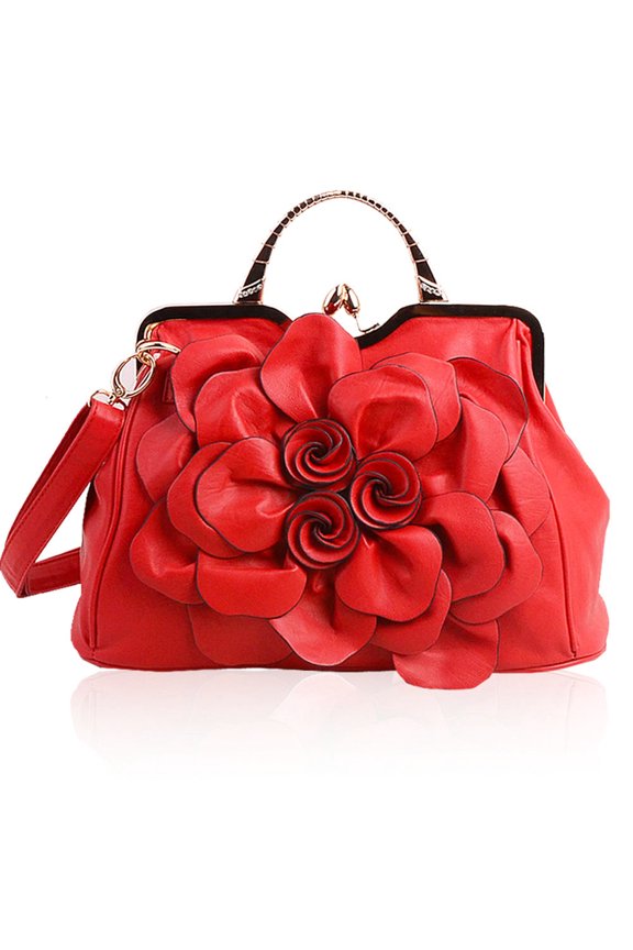 Flower Purse with Clasp Red
