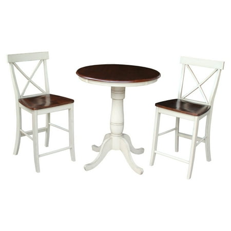 International Concepts Raymond 3 Piece Round Counter Height Pedestal Dining Table Set