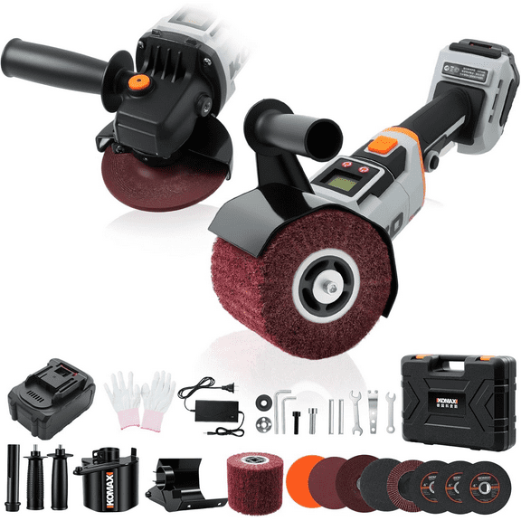 2-in-1 Cordless Burnishing Polishing Machine and Angle Grinder Machine, 21V Battery Brushless Electric Polisher Tool, 1x 4.0Ah Battery, Handheld Grinder Polisher Tools, for Metal, Plastic, Wood