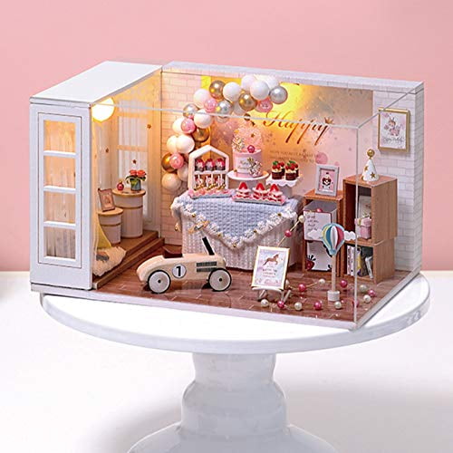 Doll House Miniature Dollhouse Kit DIY Wooden Dollhouse Accessories with Furniture Party Style