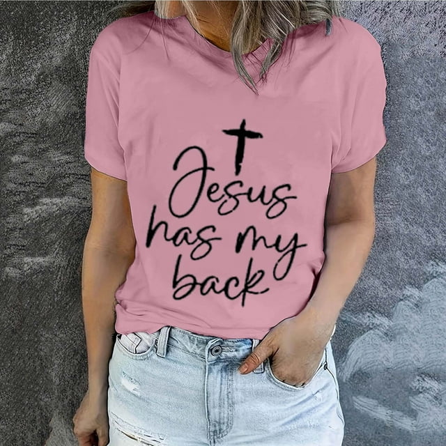 LSLJS Easter Haut à Manches Courtes Col Rond Imprimé Lettrage pour Femmes, Cadeaux pour Femmes