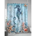 thumbnail image 5 of Shower Curtain, Seahorse Coral Starfish Ocean Coastal Washable Shower Curtain with Hooks Bath Decor Fabric Shower Curtains for Bathroom, Hotel, Stalls, Bathtubs, 48x72 Inch, 5 of 6