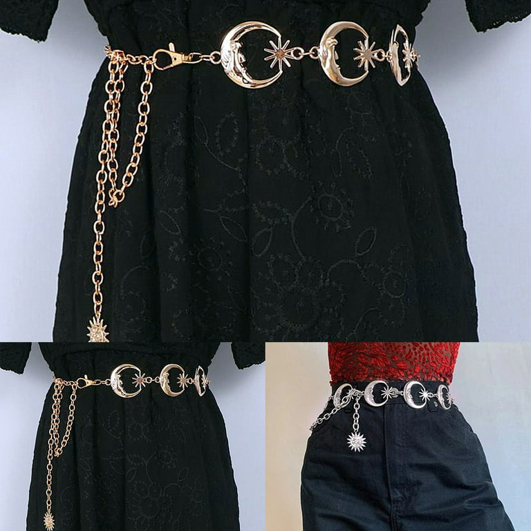 Gothic Gold Chain Corset Belt With Lock Pendant For Women