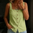 thumbnail image 2 of Fewfanhot Spring Tops for Women 2026 Trendy Ribbed Tank Tops Slim Fit Square Neck Sleeveless Shirts Slit Hem Summer Casual Basic Tanks, 2 of 7