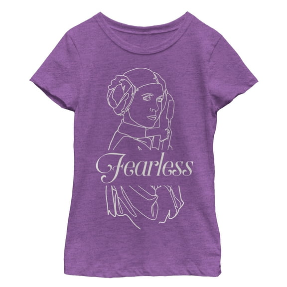 Girl's Star Wars Fearless Princess Leia Outline  Graphic Tee Purple Berry Large
