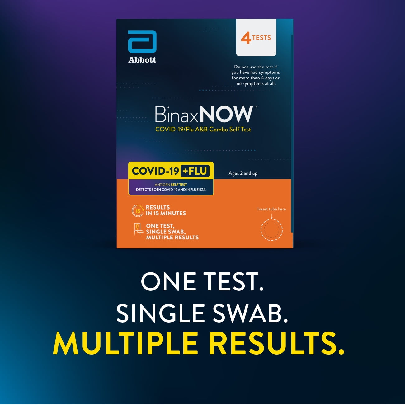 (2 pack) BinaxNOW™ COVID-19/Flu A&B Combo Self-Test with Fast, Reliable Results in 15 Minutes, 4 Count Pack