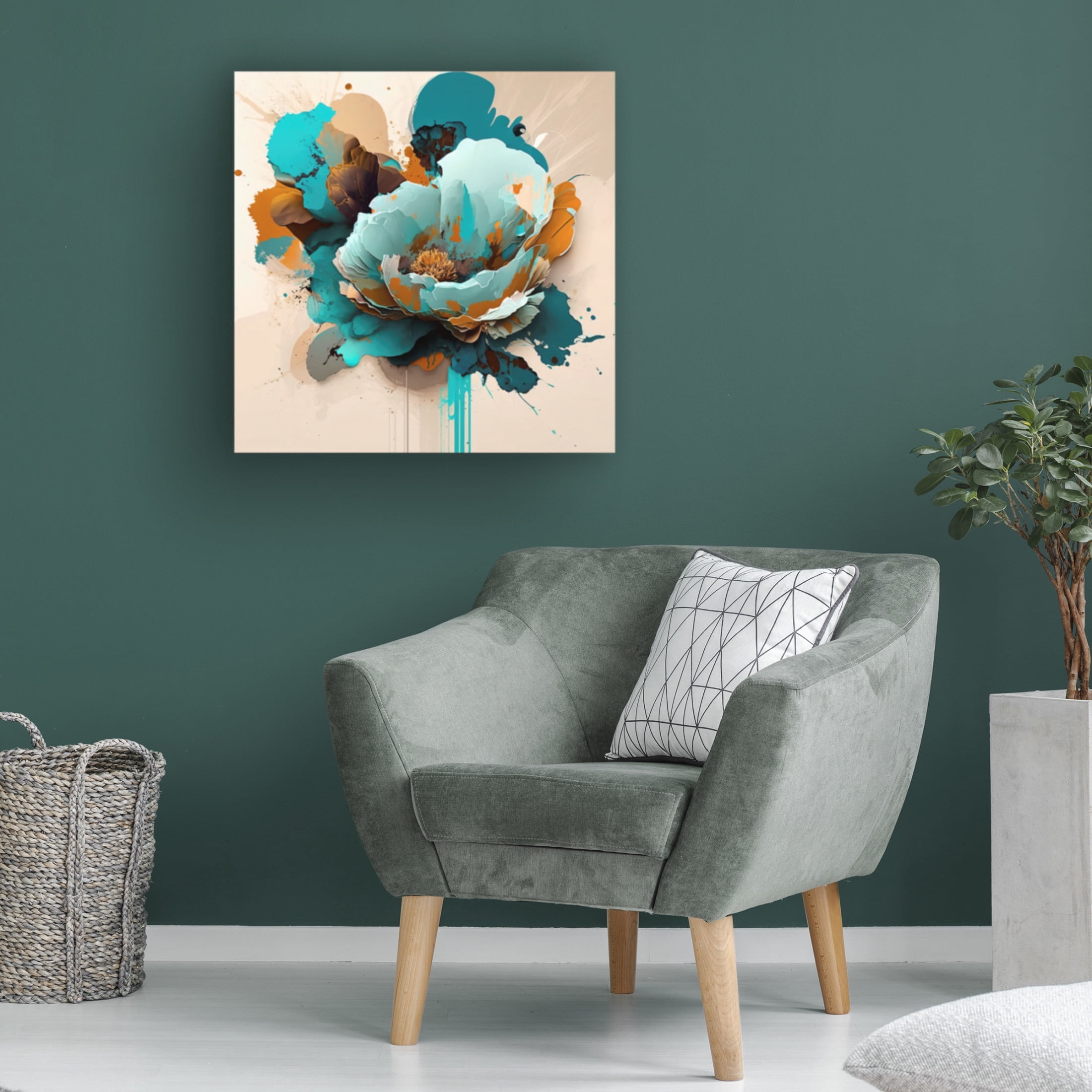 Canvas Wall Art - Ray Heere 'Oil Painting Expressive Flowers Blue 10' Wall Art for Living Room, Bedroom, or Office Décor by Trademark Fine Art - 24 x 24 Inches