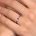 thumbnail image 4 of Gem Stone King 18K Rose Gold Plated Silver Pink Tourmaline and E - F Lab Grown Diamond Wedding-Bands Ring for Women | 1.29 Cttw | Round 4MM | Gemstone October Birthstone | Size 6, 4 of 6