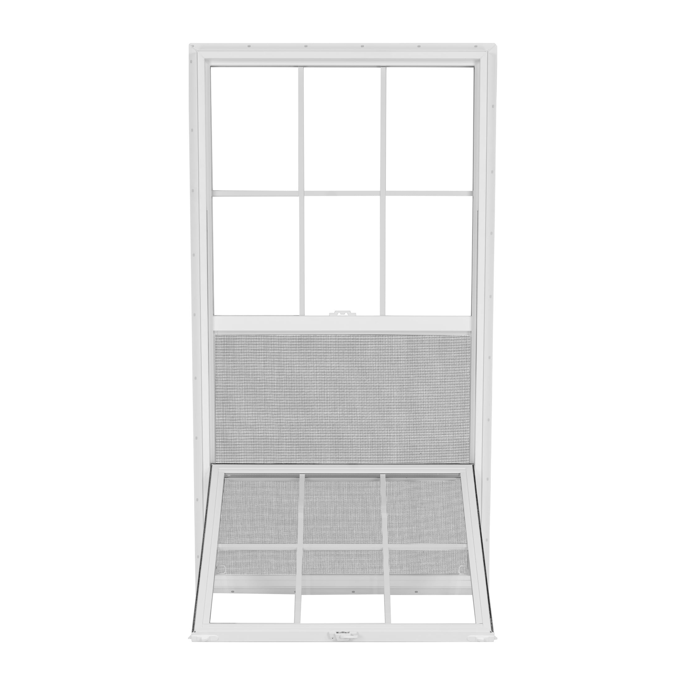 32 in. x 60 in. White Vinyl Double-Pane Insulated Single Hung Window with Grids