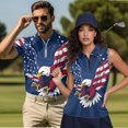 thumbnail image 2 of Aplkyhs Matching Golf Shirts for Couple American Flag Eagle Lightweight Quarter Zip Mens Hawaiian Shirt Golf Accessories for Men Machine Washable Quick Dry Suitable for Golf, 2 of 6