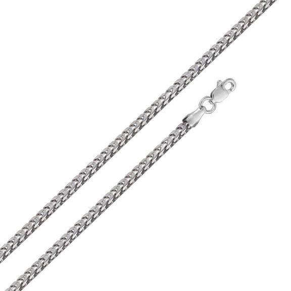 925 Sterling Silver Rhodium Round Franco Wheat Foxtail 3.00mm Chain 16'' 18'' 20'' 22'' 24'' 30'' / 925 Sterling Silver / Gift