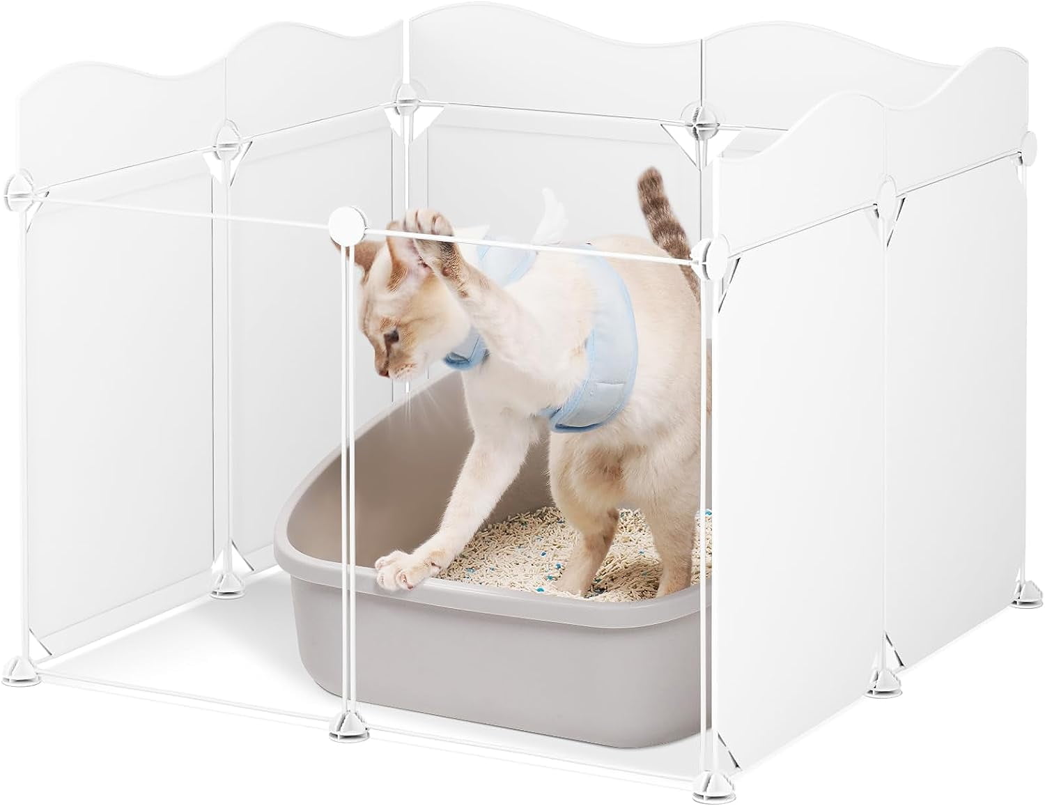 ZooZoo Cat Litter Box Enclosure Splash Guard, Unique Wave Design