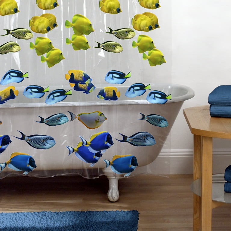 Zenna Home Multi-color Tropical Fish-Themed Waterproof PEVA Shower
