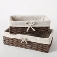 thumbnail image 2 of Storage Basket Snacks Box Clothing Case Large Capacity Detachable Sundries Organizer Thickened Design Fiber Iron Home Supplies Wood Color Small, 2 of 8