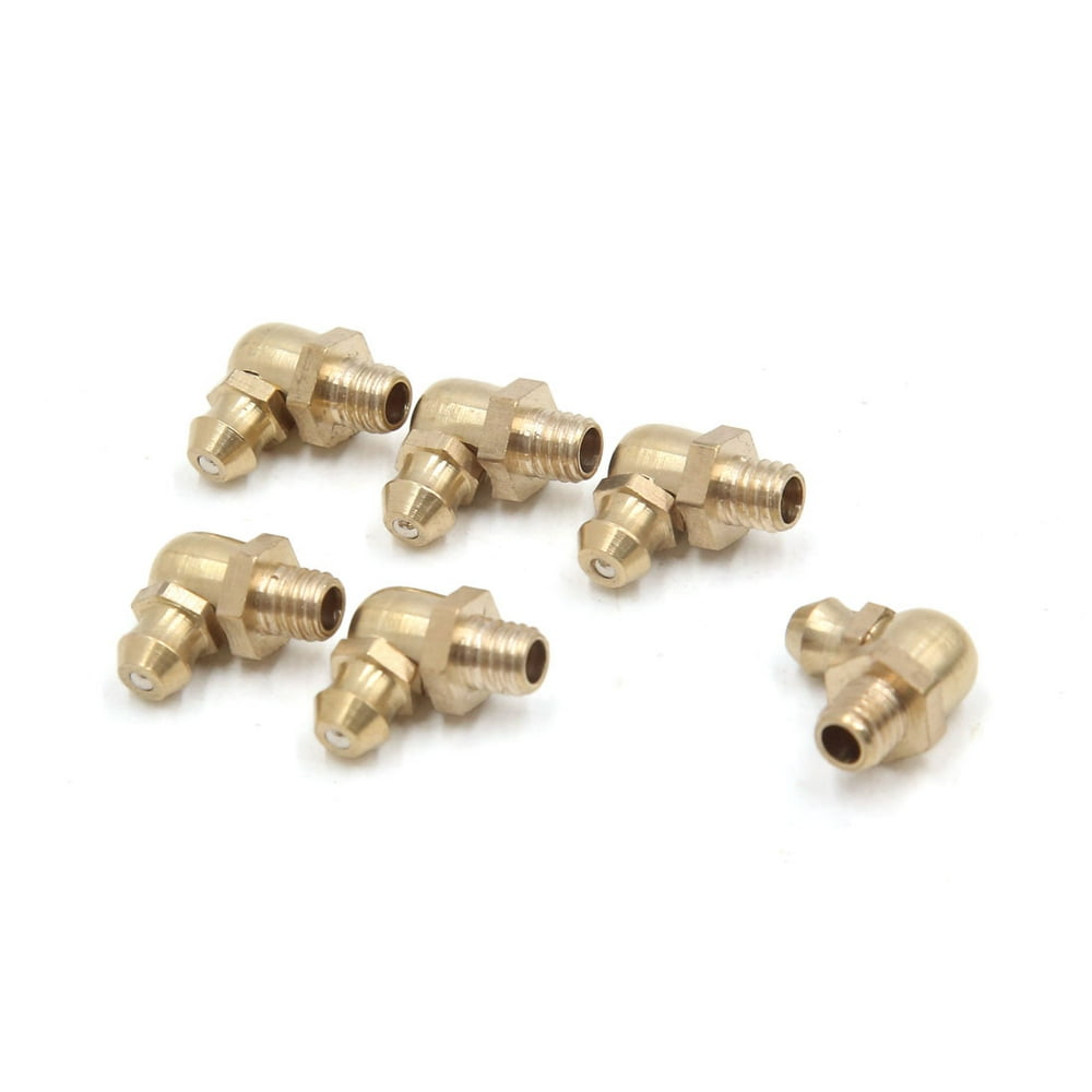 6 Pcs Brass M6 x 1mm Thread 90 Degree Angle Grease Zerk Nipple Fitting