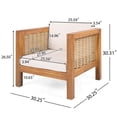 thumbnail image 3 of GZXS Outdoor Acacia Wood Club Armchair with Beige Cushion and Natural Wicker Armrests, Weather-Resistant Frame, 400 lbs Capacity, for Patio Garden Deck, 3 of 10