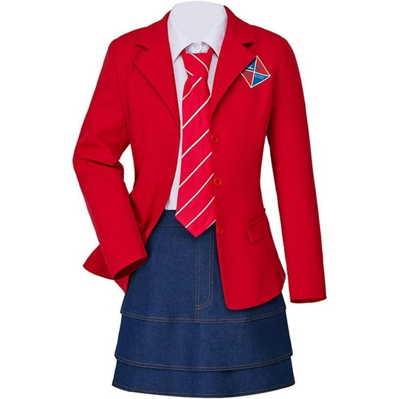 Rebelde Student Uniform Outfit Women Girls JK Style Red Jacket with Matching Skirt
