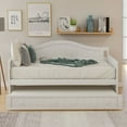 thumbnail image 2 of Twin Wooden Daybed with Trundle Bed, Sturdy Durable Sofa Bed for Bedroom Living Room, Space-saving, 78.2"L x 42.3"W x 35.4"H, White, 2 of 7