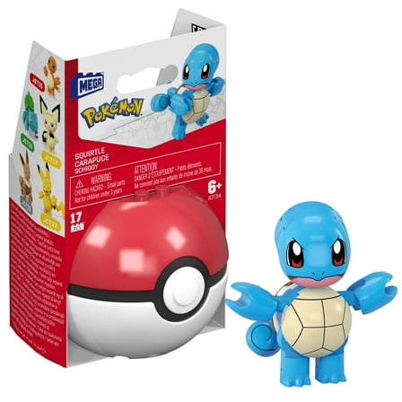 MEGA Pokemon Squirtle Building Toy Kits with Action Figure (17 Pieces) for Kids