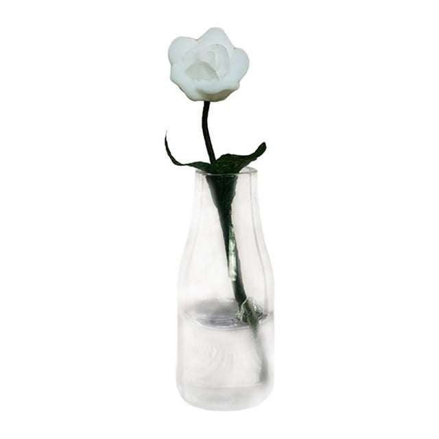 Casa de muñecas Mini modelo de flor, adorno de jarrón de cristal para casa de muñecas, flores en miniatura artesanales de resina con jarrón para decoración a escala 1/6 1/12