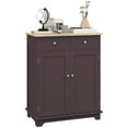 thumbnail image 3 of HOMCOM Kitchen Storage Cabinet, Sideboard Floor Cupboard with Solid Wood Top, Adjustable Shelf, and 2 Drawers for Living Room, Coffee, 3 of 10