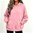 thumbnail image 3 of Women's Long Sleeve Pullover Hoodie with Button Pocket Oversized Loose Fit Going Out Tops, 3 of 8