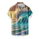 thumbnail image 5 of Blusa y camisa de manga corta con cuello vuelto para hombre, blusa informal de moda con cuello vuelto, blusa estampada de manga corta con botones, blusa de poliéster para hombre, 5 of 6