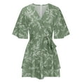 thumbnail image 3 of Birdeem Robe Décontractée à Manches Courtes Imprimée à Volants pour Femmes avec Ceinture, 3 of 5