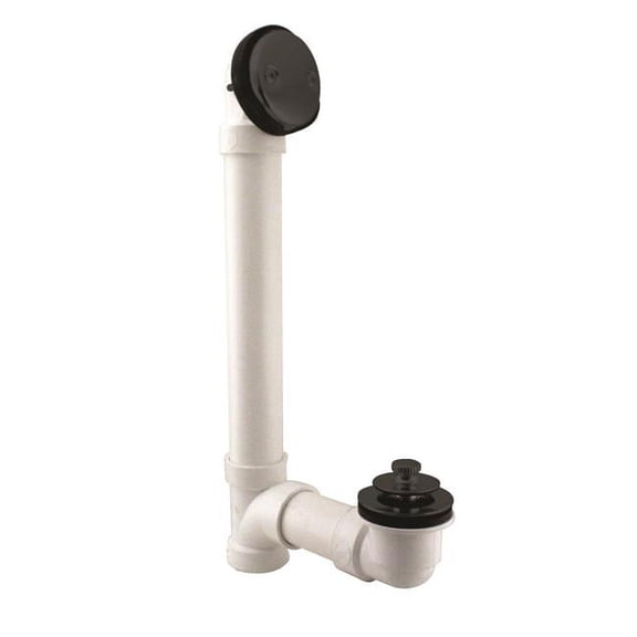 Pull & Drain Schedule 40 PVC Bath Waste with Two-Hole Elbow in Matte Black