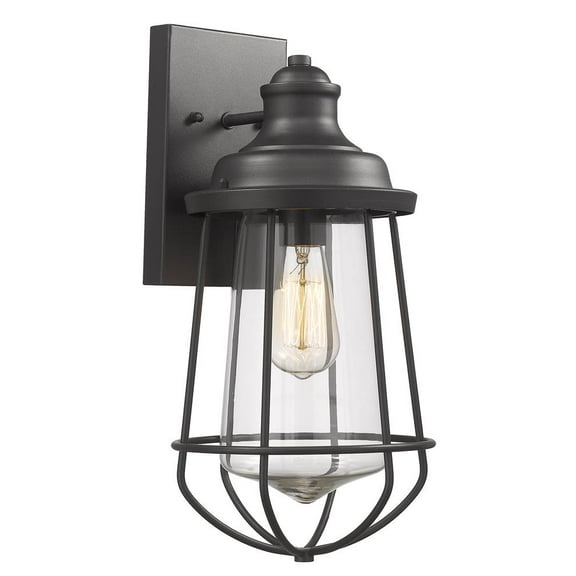 CHLOE Lighting LUCAS Industrial-style 1 Light Textured Black Outdoor/Indoor Wall Sconce 16" Tall