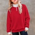 thumbnail image 6 of SGMVNU Girls' Zip Neck Hoodie for Little Girls – Cozy Kids' Casual Sweatshirt with Stand Up Collar Lightweight Winter Layer Red 11-12 Years, 6 of 8