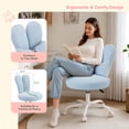 thumbnail image 2 of Ktaxon Teddy Fleece Office Chair, Rabbit Ear Vanity Chair with Adjustable Height, 360-Degree Swivel and Casters, Light Blue, 2 of 10