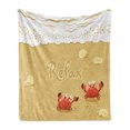 thumbnail image 1 of Crabs Soft Flannel Fleece Throw Blanket, Funny Summer Card Animals on the Beach Holiday Vacation Theme Print, Cozy Plush for Indoor and Outdoor Use, 60" x 80", Sand Brown and White, by Ambesonne, 1 of 6