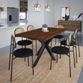 thumbnail image 2 of LeisureMod Euston Dining Chair with Wicker Back and Upholstered Round Seat – Modern Accent Chairs with Black Steel Base Set of 4, 2 of 11