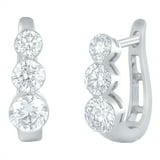 Lab Created Round Cut 1.96 CT. T.W. 3-Stone Floating Diamond Earrings in 18K Gold