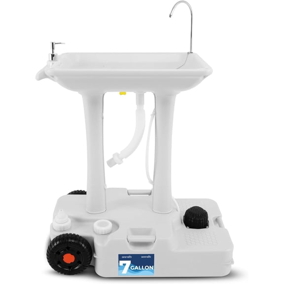 SereneLife Portable Hand Washing Station – Hands-Free Foot Pump Sink with Soap Dispenser & Drain Hose, 100  Hand Washes for Camping, Events & Worksites