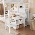 thumbnail image 2 of Mirightone Twin Size Loft Bed with Stairs and Storage, Metal Loft Bed Frame with A Shelf and Large Under-Bed Space, Heavy-Duty Loft Beds for Boys Girls Teens, White, 2 of 7