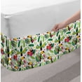 thumbnail image 2 of Parrot Bed Skirt, Tropical Island Jungle with Flora and Fauna Birds Toucan with Green Leaves Flowers, Elastic Bedskirt Dust Ruffle Wrap Around for Bedding Decor, 4 Sizes, Multicolor, by Ambesonne, 2 of 2