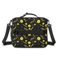 thumbnail image 2 of Softballs and Text Black Pattern Insulated Lunch Bag with Shoulder Strap and Bottle Holder,Bento School Lunch Bag Box,11x9.5x3.5 Inches, 2 of 5