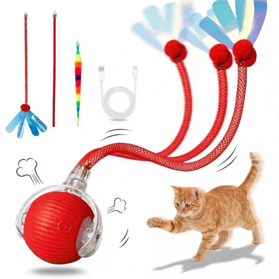 Kiyuycy Interactive Cat Toy Ball, USB Rechargeable 3 Modes Motion Activated Indoor Cat Toy