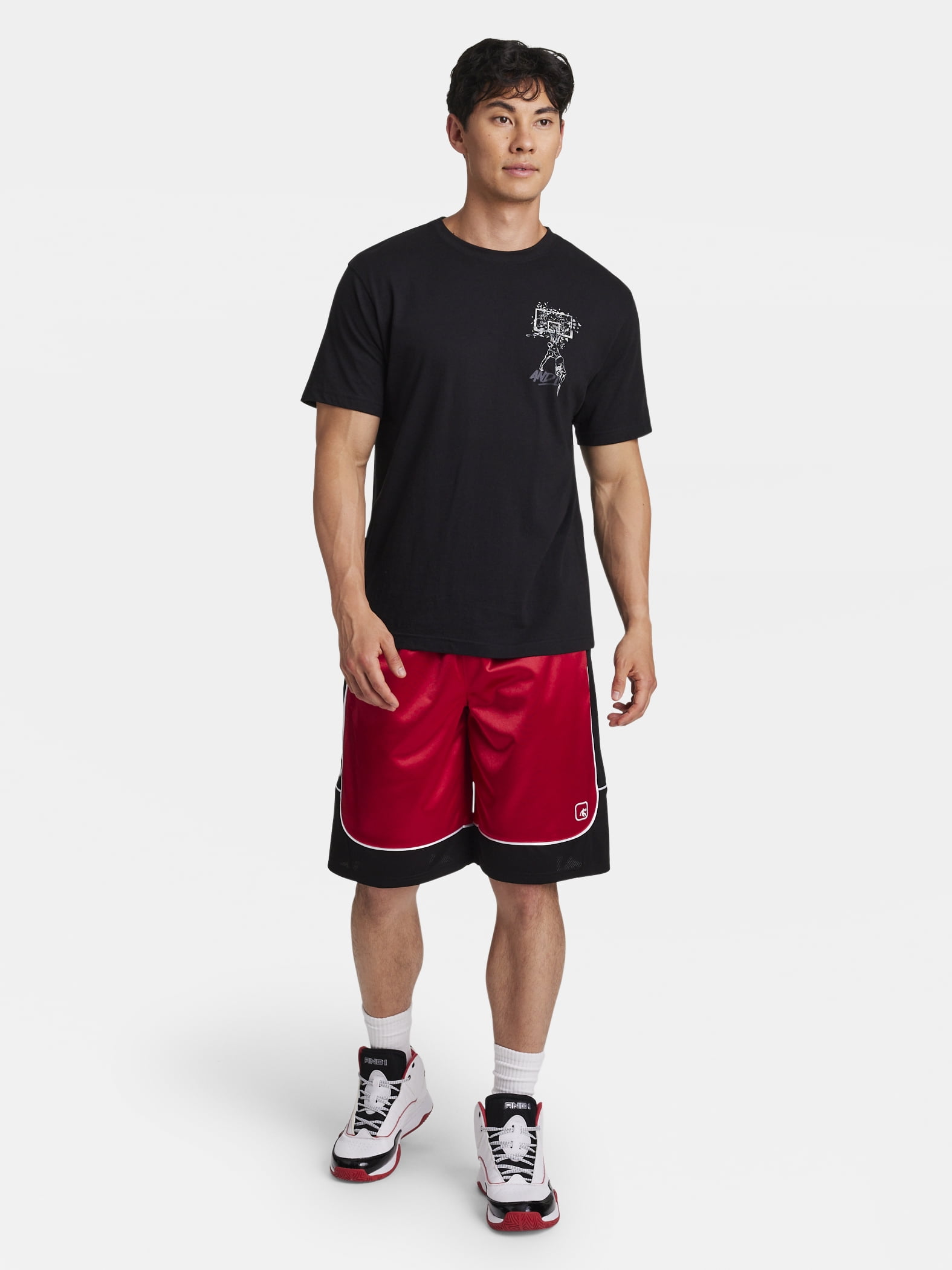 AND1 Men's and Big Men's All Court Short, 11" inseam, up to Size 5XL
