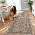 Rectangular Runner Rug 3' x 8' Rectangular Washable Runner Rug, Brick Color, Non-Slip for ...