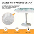thumbnail image 2 of Elastic Fitted Round Tablecloth, Turquoise Eucalyptus Leaves Waterproof Stretch Table Cover for 55"-60" Tables, Watercolor Floral Leaf Washable Outdoor Tablecloths for Patio, Picnic, Camping, 2 of 9