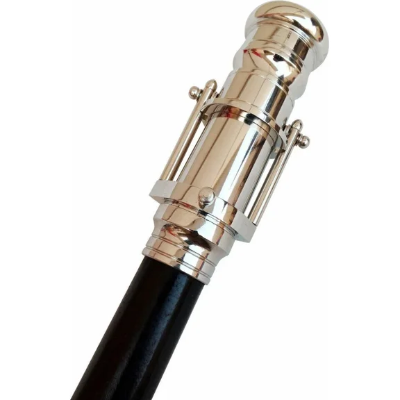 Vintage Brass Telescope Handle Wooden Walking Stick – Antique-Style Cane